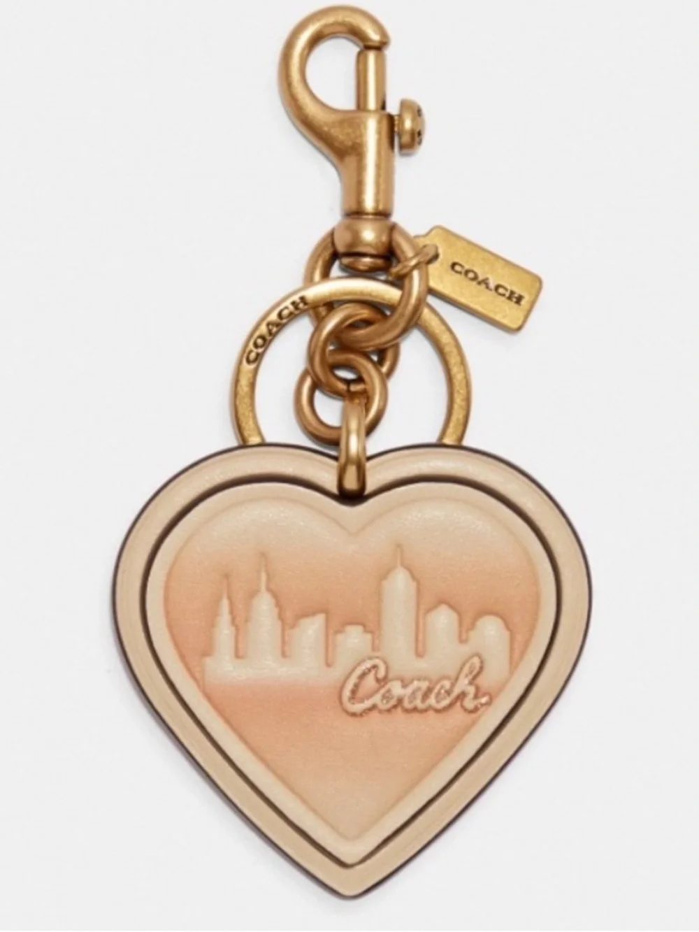 Coach X Jennifer Lopez Heart Bag Charm City New York Skyline Purse keychain Clip